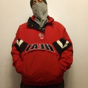 Mitchell & Ness Red and Black Miami Heat Jacket